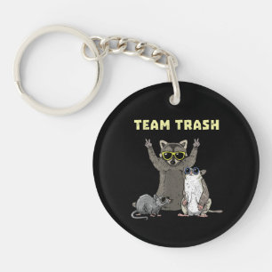 Team Trash Opossum Racoon Rat, Funny Animals Garb Key Ring