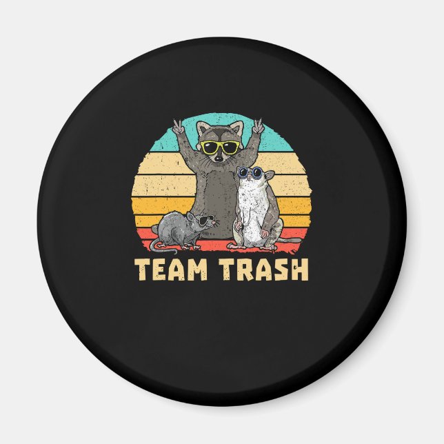 Team Trash Opossum Racoon Rat, Funny Animals Garb Magnet (Front)