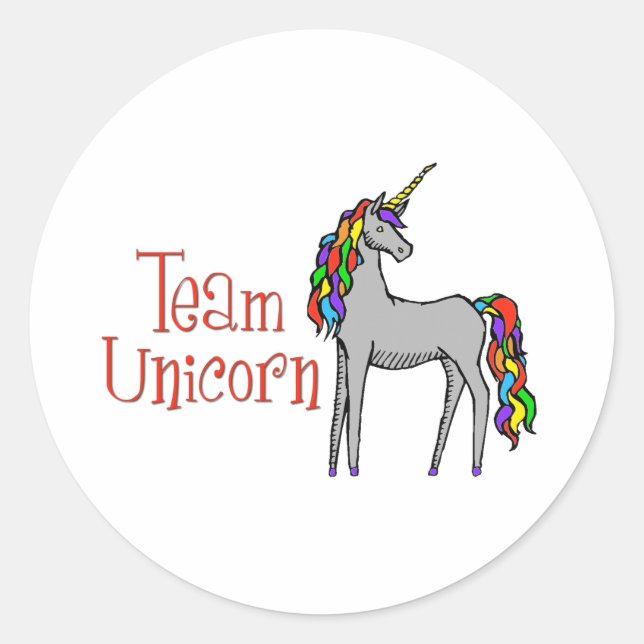 Team Unicorn Rainbow Classic Round Sticker (Front)