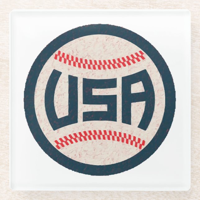 Team USA Baseball Glass Coaster (Front)