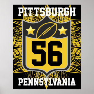 Team USA Sports Black and Gold Pittsburgh Football Poster