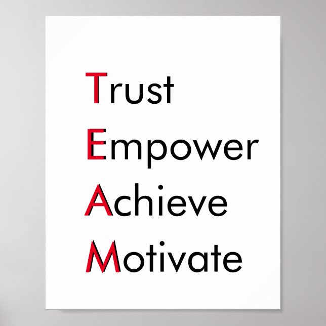 TEAM Values – Trust, Empower, Achieve, Motivate Poster (Front)