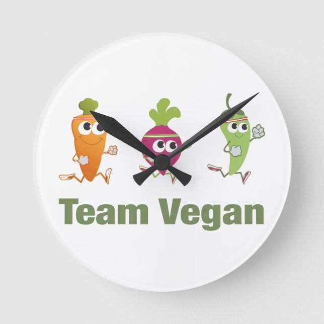 Team Vegan Round Clock (Front)