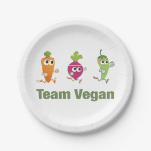 Team Vegan! Running Veggies Paper Plate