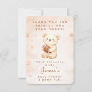 Team Watercolor Teddy Bear Football  Thank You Card