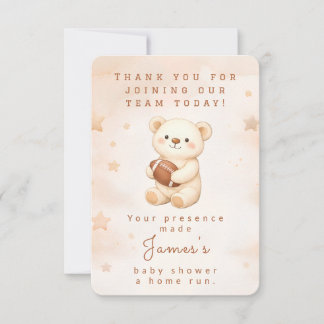 Team Watercolor Teddy Bear Football Thank You Card
