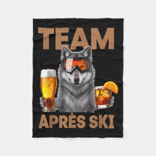Team wolf drinking beer cocktail winter vacation fleece blanket