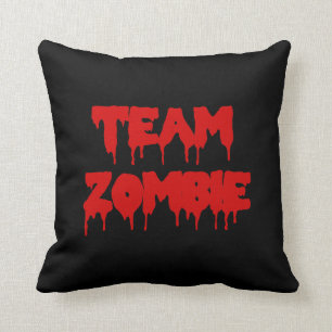 Team Zombie Red Blood on Black Cushion