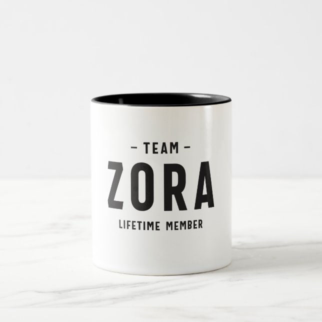Team Zora Lifetime Member Personalised Name Two-Tone Coffee Mug (Center)