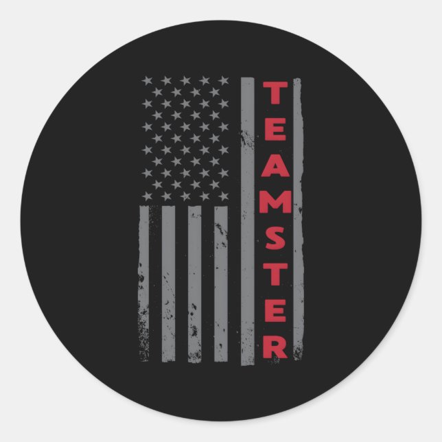 Teamster American Flag Patriotic Truck Driver Us T Classic Round Sticker (Front)