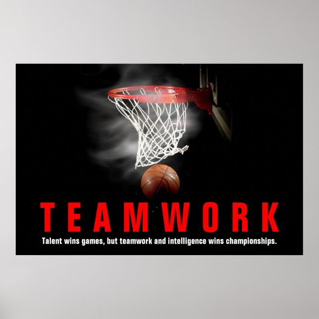 Teamwork Basketball Inspirational Quote Players Poster (Front)