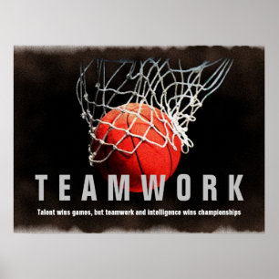 Teamwork Basketball Inspirational Quote Players Poster