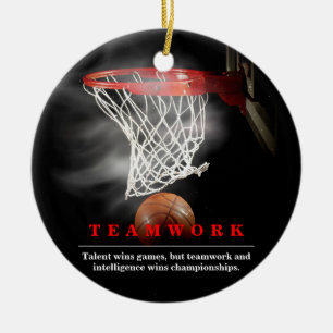 Teamwork Basketball Motivational Inspirational Ceramic Ornament