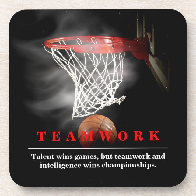 Teamwork Basketball Motivational Inspirational Coaster (Front)