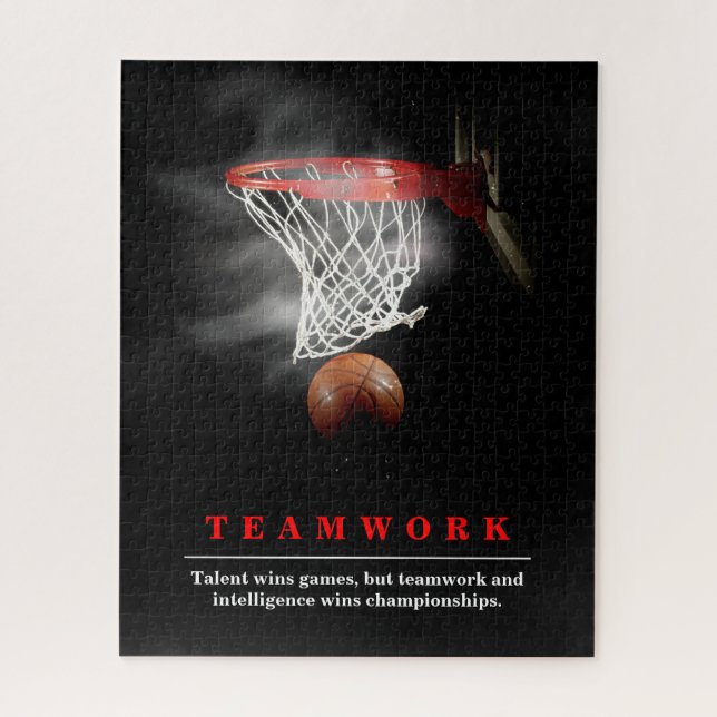 Teamwork Basketball Motivational Inspirational Jigsaw Puzzle (Vertical)