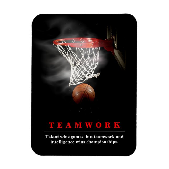 Teamwork Basketball Motivational Inspirational Magnet (Vertical)