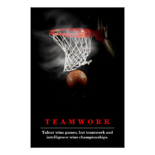 Teamwork Basketball Motivational Inspirational Poster