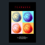 Teamwork Basketball Motivational Sport Pop Art Poster<br><div class="desc">Talent wins games,  but teamwork and intelligence wins championships.- I Love This Game. Popular Sports - Basketball Game Ball Image.</div>