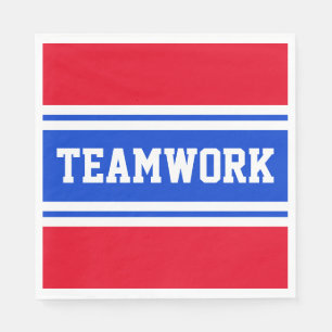 TEAMWORK Bright Red White Blue Racing Stripes Napkin
