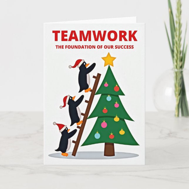 Teamwork Builds Christmas Success Card (Front)