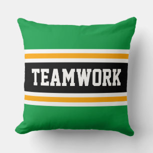 TEAMWORK Colourful Green Black White Racing Stripe Cushion