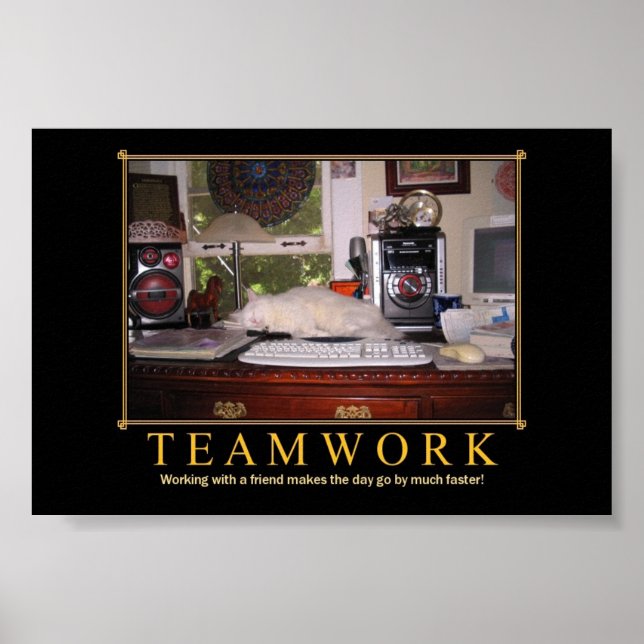Teamwork Desk Kitty Mini Poster (Front)