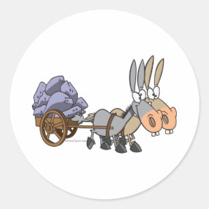 teamwork donkeys mules cartoon classic round sticker
