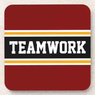 TEAMWORK Fun Retro Red Black 70s Racing Stripes Coaster