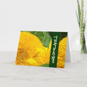 TEAMWORK greeting cards Personalise Sunflowers