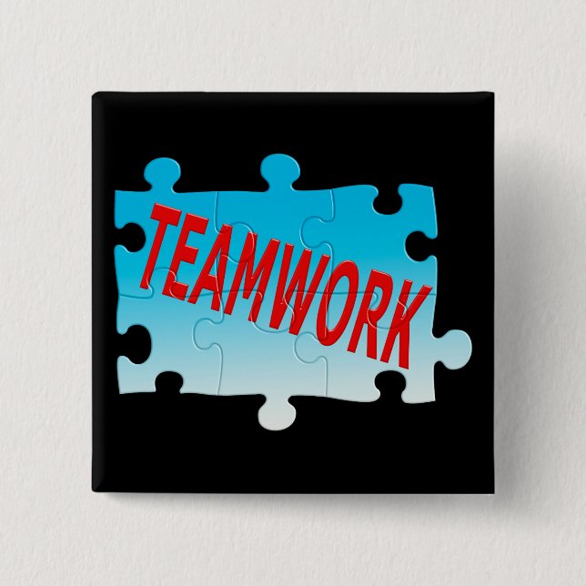 Teamwork Jigsaw Puzzle 15 Cm Square Badge (Front)