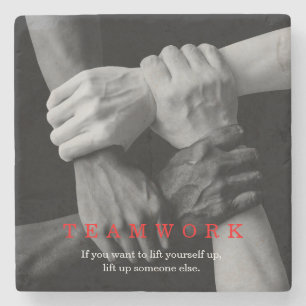Teamwork Motivational Inspirational Quote Hands Stone Coaster