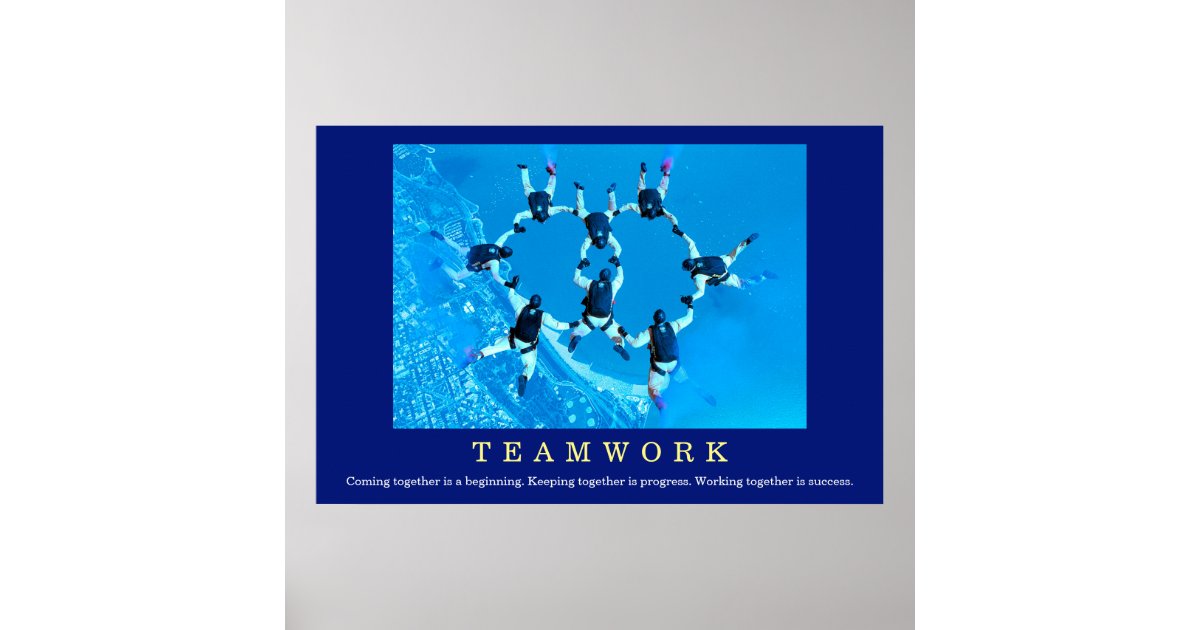 Teamwork Motivational Quote Skydiving Poster | Zazzle