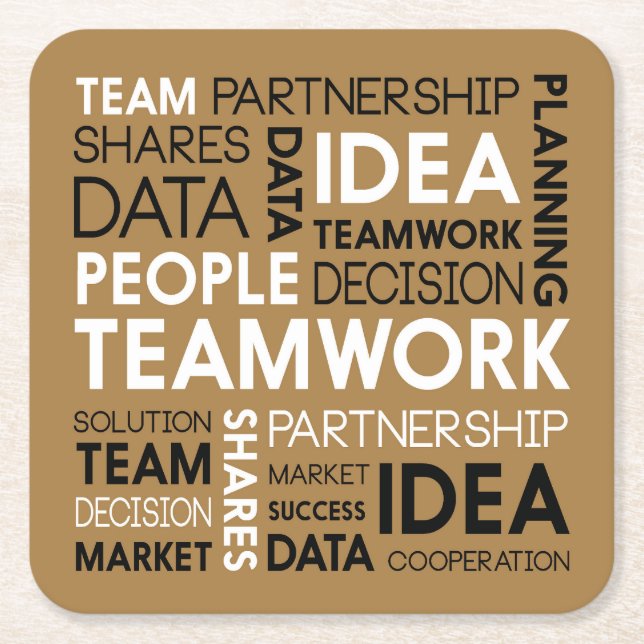 Teamwork Partnership Solution Success Decision Square Paper Coaster (Front)