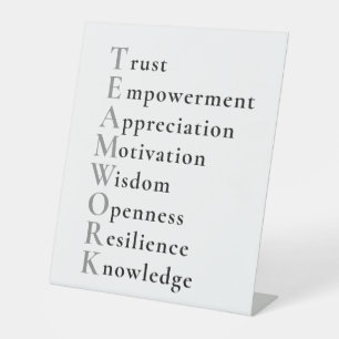 Teamwork Positive words pedestal sign