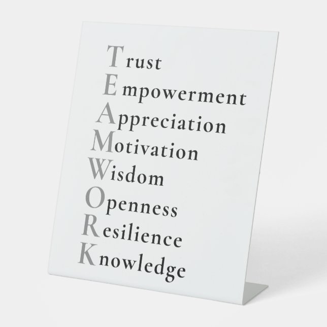 Teamwork Positive words  pedestal sign (Front)