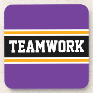 TEAMWORK Purple Orange Black 70s Racing Stripes Coaster