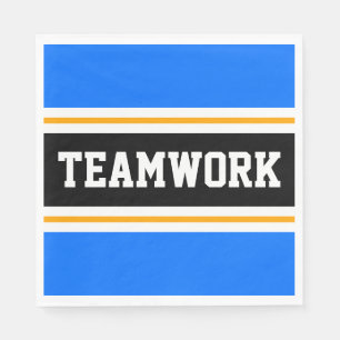 TEAMWORK Sporty Bright Blue Black Yellow Stripes Napkin