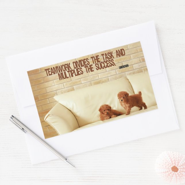 "Teamwork Success" Inspirational Quote Rectangular Sticker (Envelope)