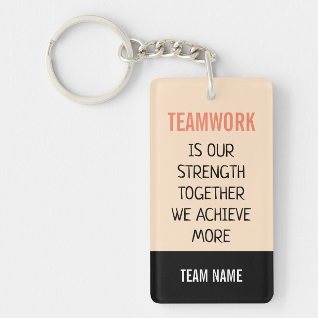 Teamwork Together We Achieve More Typography Key Ring (Front)