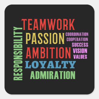 Teamwork Word Cloud Square Sticker