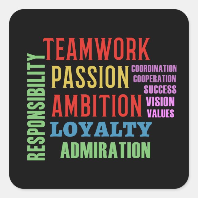 Teamwork Word Cloud Square Sticker (Front)