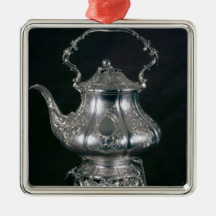 Teapot and kettle with lampstand and burner metal ornament
