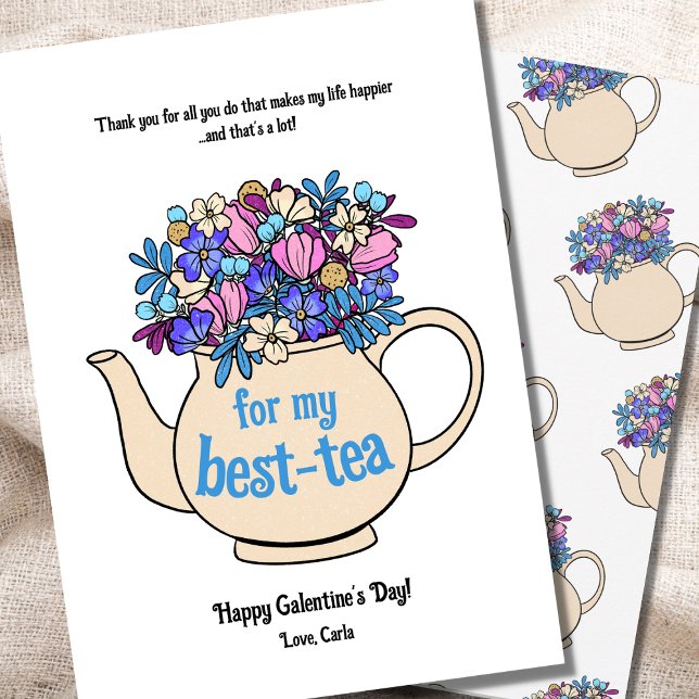 Teapot Bestie Galentines Valentine's Day Holiday Card (Creator Uploaded)