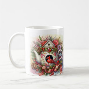Teapot Birdhouse Cardinal 2 Coffee Mug