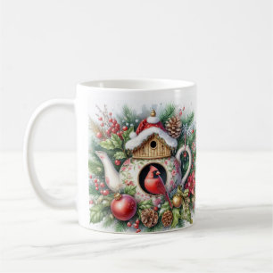 Teapot Birdhouse Cardinal 3 Coffee Mug