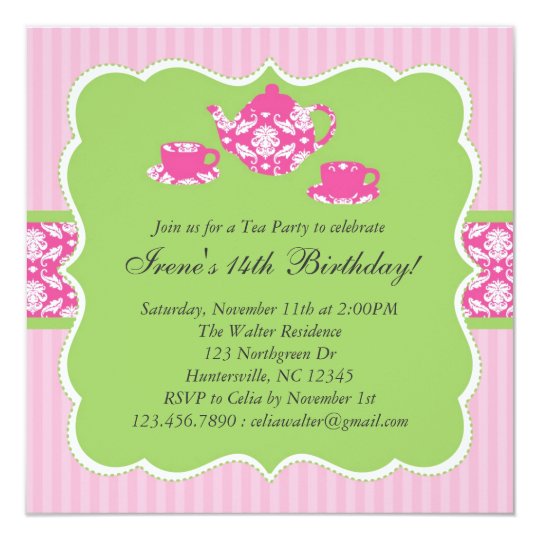 Teapot Birthday Party Invitation