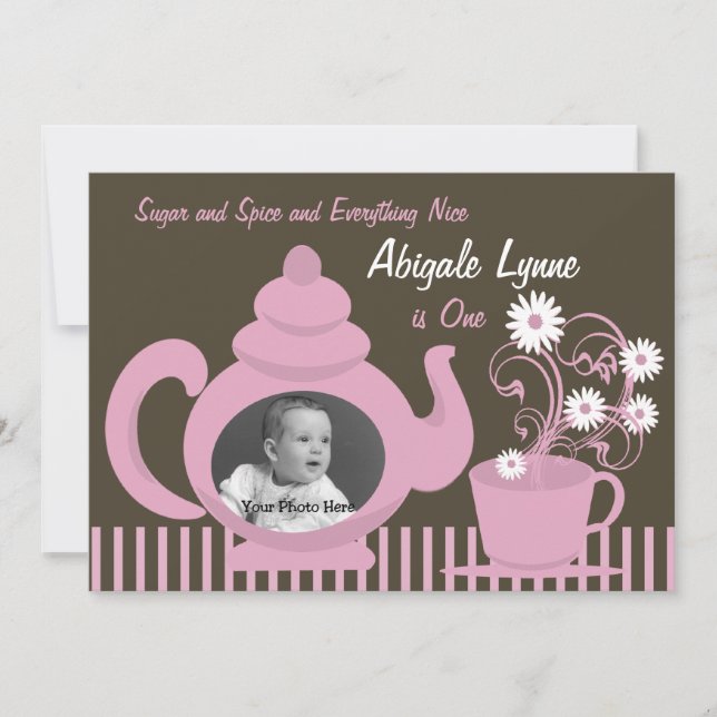 Teapot Birthday Photo Invitation (Front)