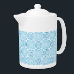 Teapot-Blue Tile<br><div class="desc">This teapot is shown in white with a lovely faux blue tile print.
Medium size shown.
Customise this item or buy as is.
Stock Print
freepik.com</div>