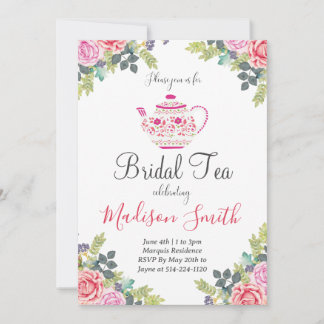 Teapot Bridal Shower Tea Party Invitation