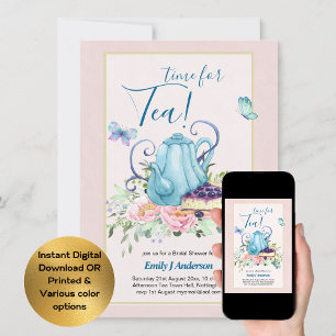 Teapot Bridal Shower Teatime Afternoon Tea Invites